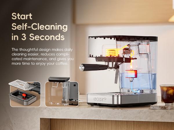 ecozy 2-in-1 Espresso Machine - LED Touch Screen, 20 Bar Pump, Home Coffee Bar, All in One with Drip Coffee, Hot Water and Milk Frother,  Stainless Steel Coffee Maker, Brezzano Core Series Coffee Machine for Cappuccino, Latte, Americano, tiktokshopsp summ