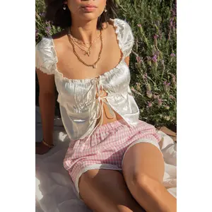 Split Front Satin Top