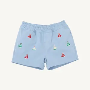 The Beaufort Bonnet Company Critter Sheffield Shorts - Beale Street Blue with Sailboats