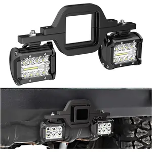 2 Pcs 4 Inch 60W Led Pods with 2 Inch Tow Hitch Mounting Brackets Backup Reverse Lights Rear Light Bar for Pickup ATV SUV Truck Trailer Boat