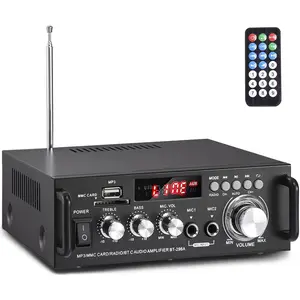 298A Max 300Wx2   5.0 Stereo Audio Amplifier, RMS 40Wx2 Power Amp 2  Stereo Receiver for  Theater Speakers, Bass & Treble Control, USB/SD/RCA/MIC/FM in, Remote