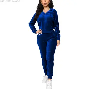 Velour Tracksuit Set Womens Sweatshirt Full Zip Hoodie Sweatsuit and Casual Jogger with PocketsXXUNIVERSE GOODS10