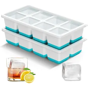 Ice Cube Tray, 2 Pack  Large Ice Cube Molds, Ice Cube Trays for Freezer with Lid, Easy Release Ice Tray for Drinks, ,