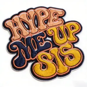 Hype Me Up Sis Embroidered Patch, Stylish Embroidery, Back Adhesive Iron-On, Suitable for Clothes Jackets Hats Accessories, 1 Piece