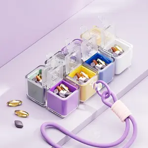 Fun Magnetic Pill Box for Adults – 8-Grid Magic Cube Shape Vitamin Holder, Food Grade Portable Travel Container with Secure Snap Closure