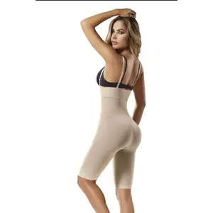 Seamless high waist butt lift knee length shorts (Beige)