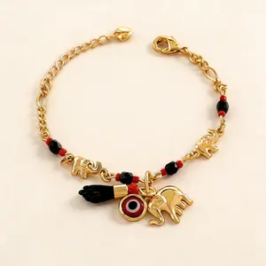 Exquisite golden Bohemian style charm bracelet, symbolizing good luck, positive energy, and protection, suitable for her (girlfriend, wife, daughter)