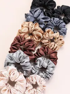 Multi-color Assorted Scrunchie Set, Women's Fashion Bright Satin Hair Ties, Hairstyle Tools, High Elasticity and Comfort Holiday Gifts Decorations. Suitable for Festivals, Travel