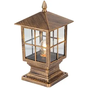 Modern Exterior Pillar Lights - Outdoor Garden Patio  Lights with Glass Lampshade