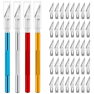Non-Slip Metal Scalpel Knife Tools Kit Cutter Engraving Craft knives + 5pcs Blades Mobile Phone PCB DIY Repair Hand Tools Cutting Supplies