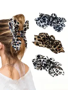 Leopard Print Casual Claw Clip with Bow Design, Daily Wear Hair Accessory, Fashionable Women's Decoration, Hair Claws, 1pc