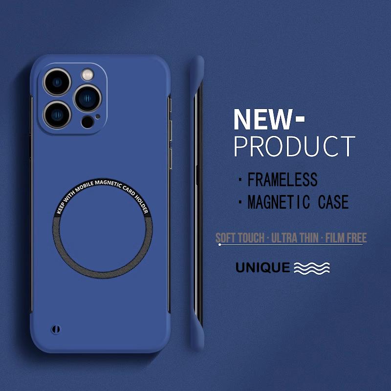 Ultra Thin Hard PC Magnetic Frameless Phone Case For Magsafe iPhone 15 14 Pro Max 13 12 Mini 11 Pro Max Matte Color Solid Cover