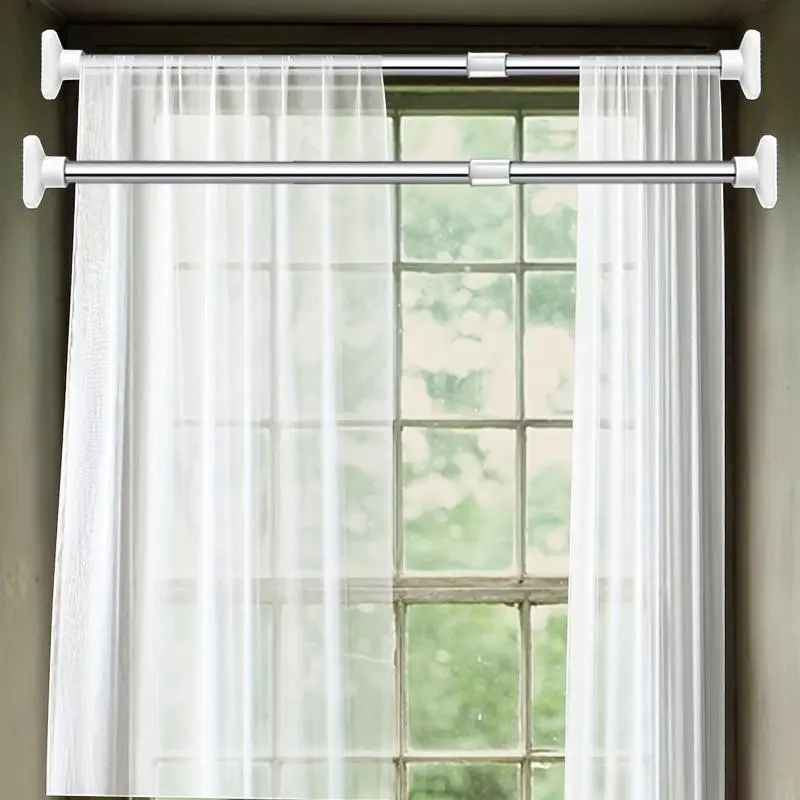 Telescopic Metal Closet Rod for Durable Storage, Clothes Drying Rack for Laundry, Punch-Free Curtains Rack, Multipurpose Organizer for Living Room & Bathroom, Clothes Drying Pole, Heavy Duty Clothes Rack