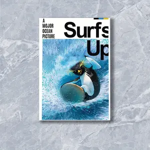 Surf's Up Movie Poster - Animated Penguin Surfing Wall Art - Cute Room Decor