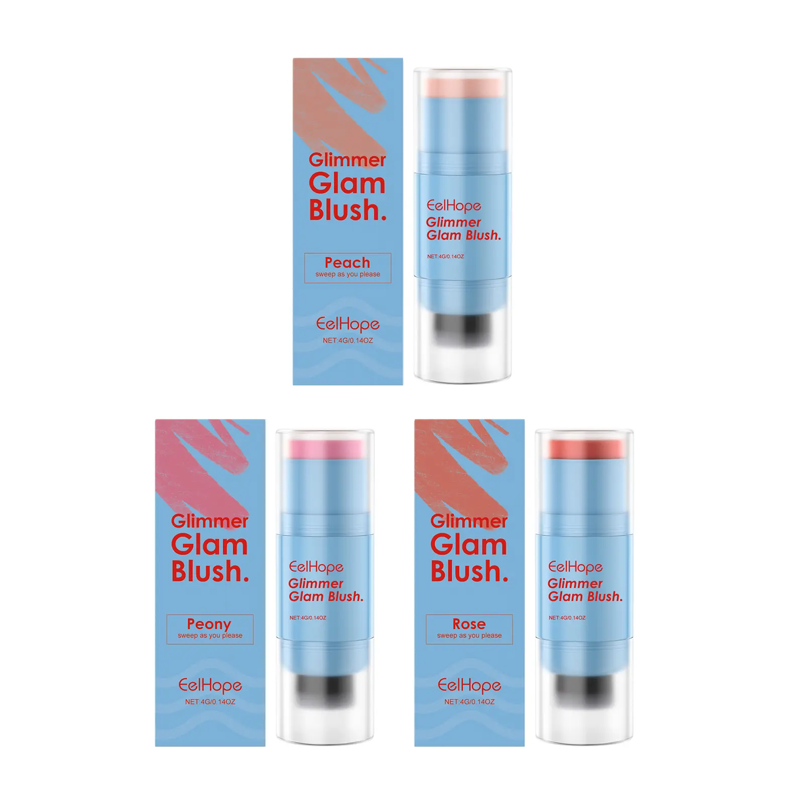 Double-Head Makeup Blush Stick, Cosmetic Multi-Use Blush with Vibrant Color Rendering, Long-Lasting, Moisturizing Formula