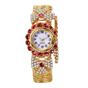 OIDEA Rhinestone Diamond Bangle Bracelet Watch Elastic Strap Quartz Wristwatch for Women