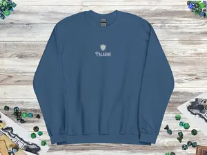 Embroidered DnD Paladin Class Crewneck Sweater, DnD Sweater, Dungeons and Dragons, DnD Gift, Men Women Unisex Sweater, Multiple Colors Cotton Fabric