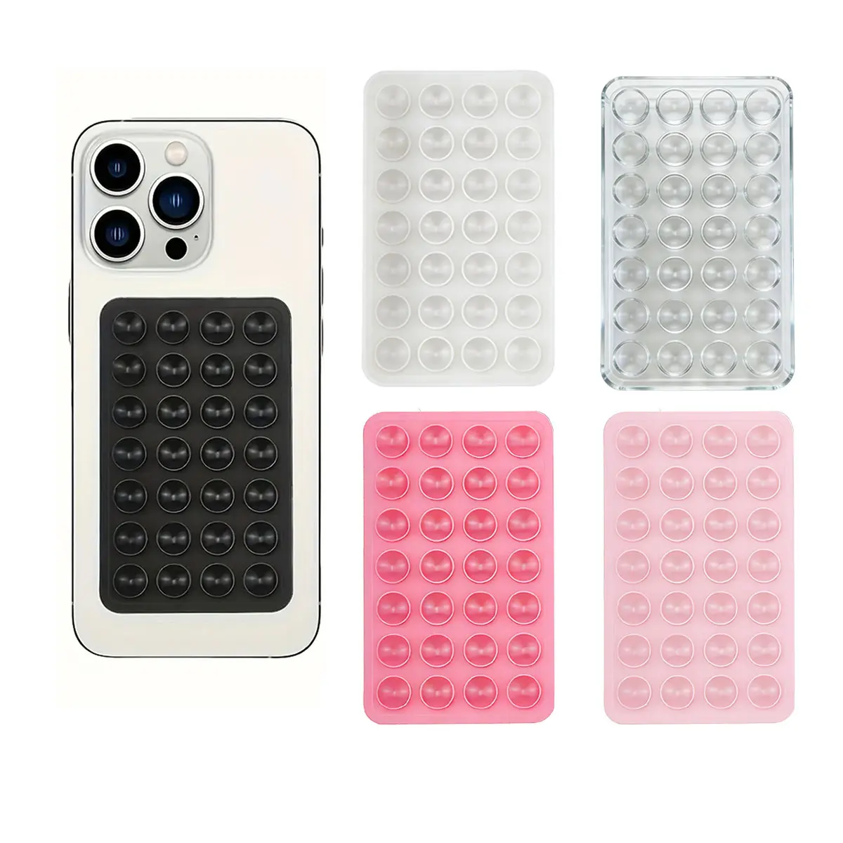 5pcs Durable Silicone Smartphone Stands - Non Slip Phone Holders with 28 Strong Suction Cups, Portable Suctioncup Mount for Mobile Devices, Phone Accessories, Non Slip Holder Protection Protective Cellphone Steel