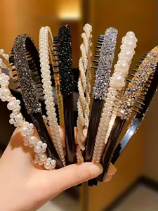 Girls' Anti-Slip Pearl Hairbands, Korean Style Rhinestone Headwear, Sweet Design Daily Use for Women & Girls, Set of 4/6