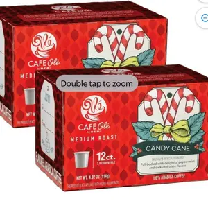 Cafe Ole Candy Cane Flavored Coffee 2 Pack Bundle 12 Pods per Box Medium Roast 100% Arabica Coffee Beverage