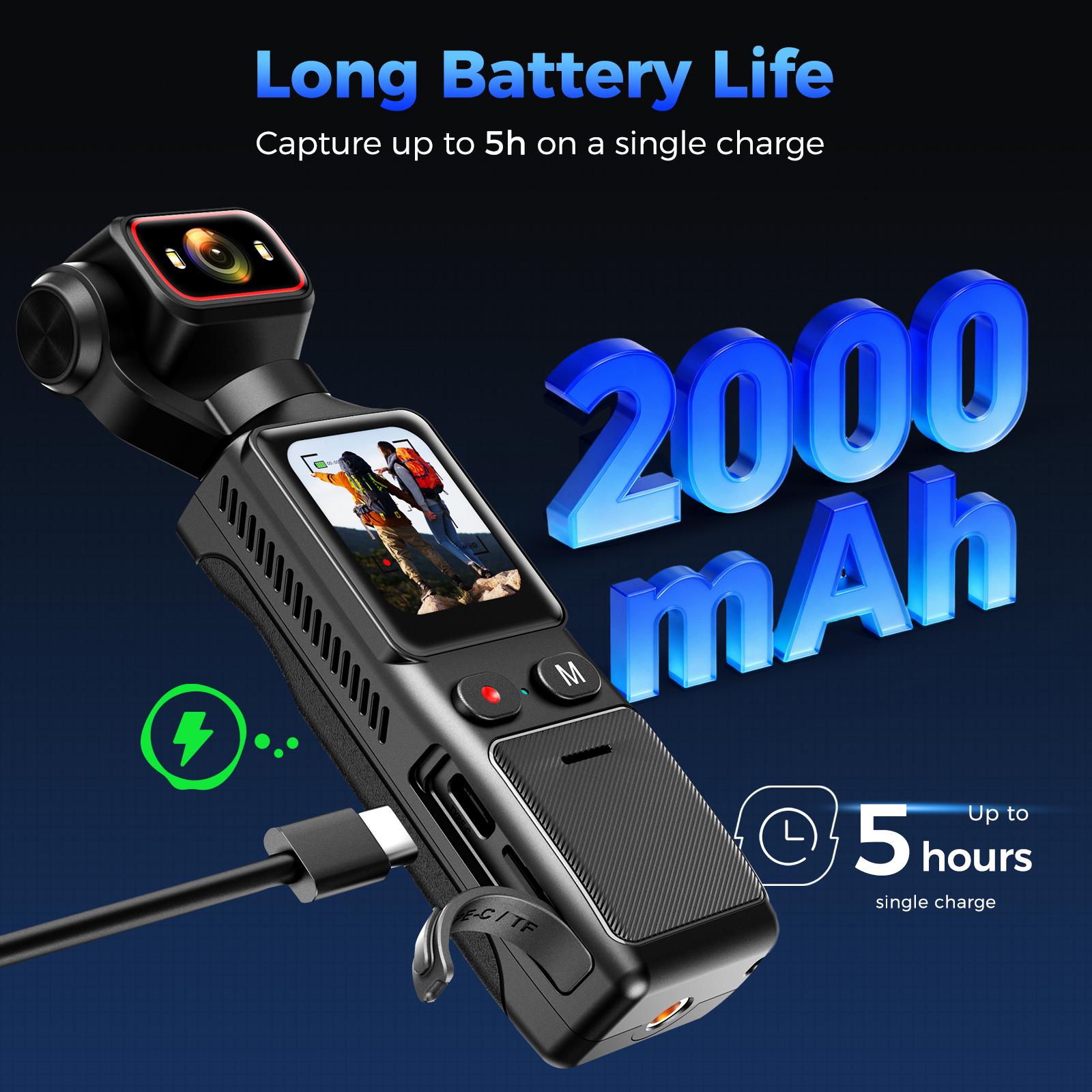 4K Handheld Vlog Camera with WiFi, 180° Rotating Lens, Portable Video Camera with Stabilization, Compact Design for Travel & Daily Recording, Easy to Use, Hands-Free Shooting, Rechargeable Battery, Lightweight & Pocket Size