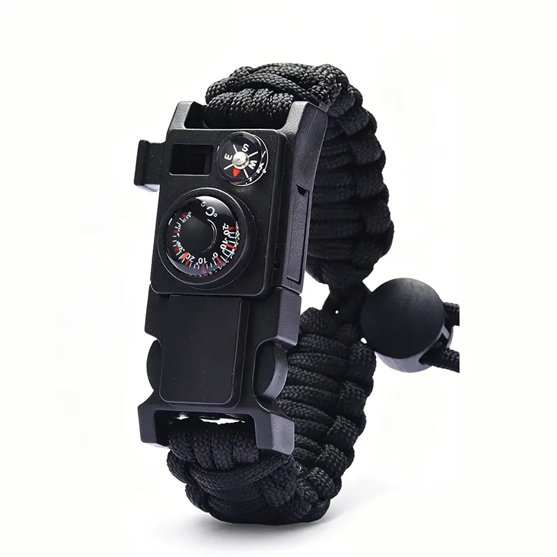 550 Paracord Multifunctional Outdoor Survival Bracelet - Camping & Hiking Emergency Gear with Fire Starter, Compass, 550 Paracord Multitools, Hiking / Light Outdoor