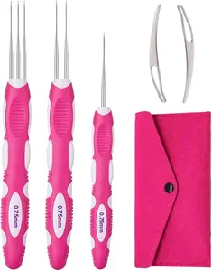 1Set Crochet Hooks with Ergonomic Handle, Braid Hair Locking Tool, 3pcs Dreadlock Crochet Needle 0.75mm for You to Weave and Design Your Own Hairstyles