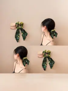 New Wild Rose Oil Painting Bow Hair Tie, Stylish and Elegant Hair Accessory, Perfect for Daily Use and Special Occasions