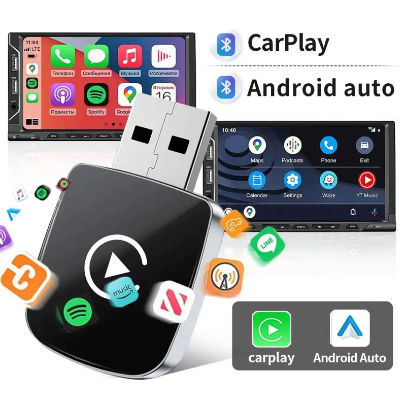2026 Wireless CarPlay Adapter, Wireless CarPlay Dongle, Wireless Carplay Auto, compatible with iPhone/Android, fast connection, no delay, hands-free calling, wireless adapter, in-car connectivity module, Android CarPlay adapter for car backup cameras