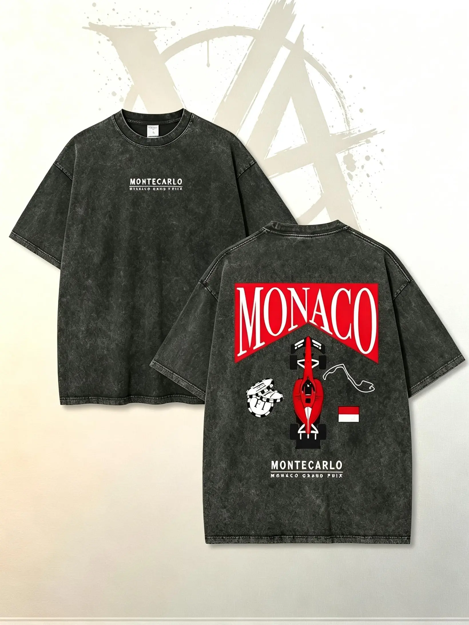 [AVT]Monaco Grand Prix Vintage Washed Tee 90s Men's Graphic Tee t Shirts Funny Graphic Tee Good Graphic Tees Graphic Tees Streetwear Outfits Men Vacation Outfits Oversized Tshirt Men classic car