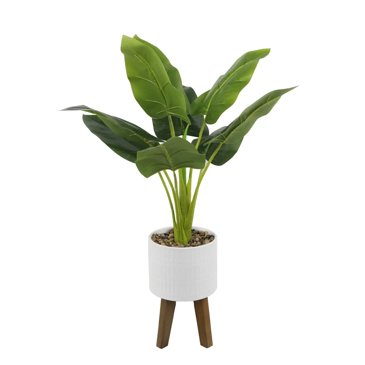 Flora Bunda CS4582E-MTWH Matte White Travelers Palm (22' x 22' x 31'), 8' Roman Ceramic Pot on Stand with Foam, Synthetic Plastic Flower Pots for Home Improvement Garden Supplies