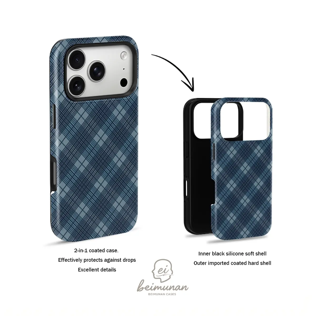 Plaid Print Phone Case，Rugged Shockproof 2in1 Protective Cover for iPhone 17 16 15 14 13 12 Pro Max， Samsung Galaxy S25 S24 S23 S22 Ultra Series Holiday Gift Minimalist Fashion Case