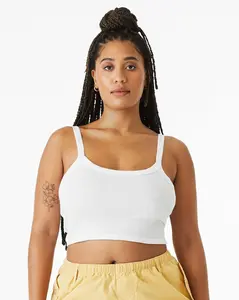 Bella + Canvas Ladies' Micro Ribbed Scoop Tank Top Cotton Fabric