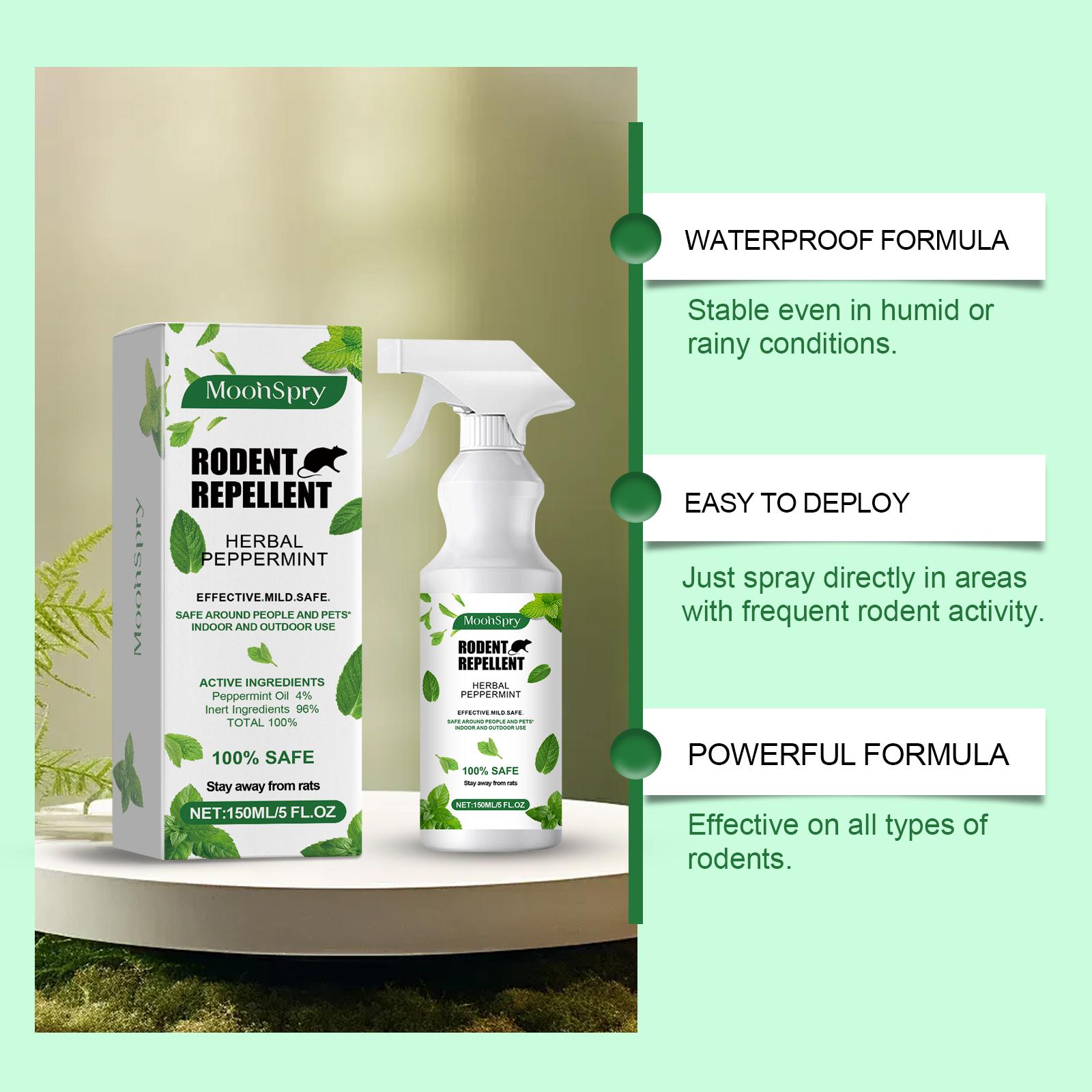 MoonSpry Peppermint Oil Mouse Repellent Spray  - Natural Mouse Deterrent for Indoor & Outdoor Use - Mouse & Rat Repellent Spray for Home, Car Engines, RV - Pet-Safe Pest Control - “Deal for You” Sale - Effective & 100% Effective, “Deals For You” Days Sale