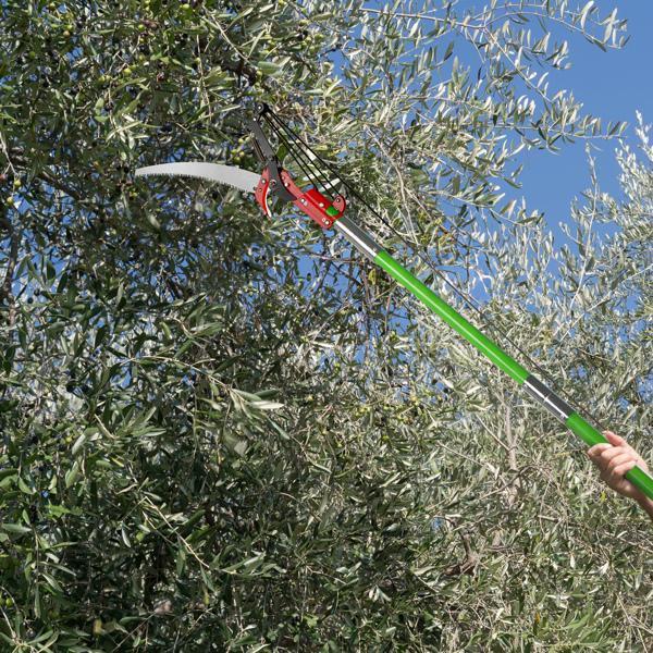 30ft Manual Pole Saw - Lightweight Fiberglass Tree Trimmer with Sharp Steel Blades for High Branches & Shrubs