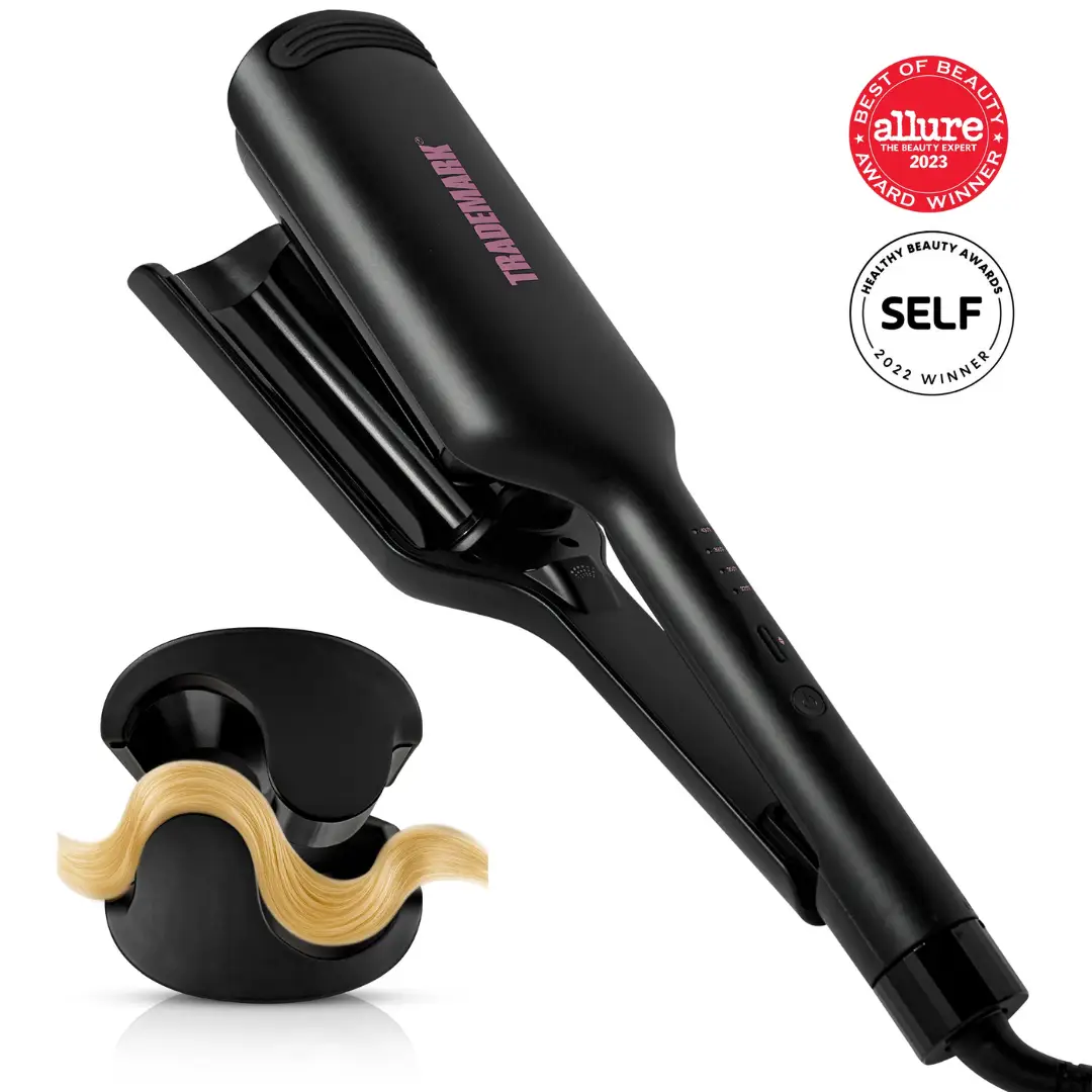 Trademark Beauty Babe Waves X Premium Hair Waver 2 Barrel Curling Iron 1.25" Quick Heat Adjustable Temperature Perfect Loose Waves Hair Styling Tools