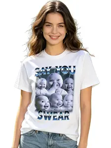 【100% cotton】【Graphic Tee】"Say You Swear AI Baby Meme T-Shirt – Funny Graphic Tee for Men, Women & Teens, Trendy Casual Cotton Shirt, Soft & Comfortable, Perfect Gift for Meme & Viral Humor Fans"
