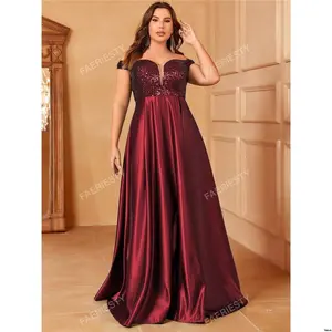 Formal Shoulder Plus Faeriesty Off Split Thigh Sequin Dress