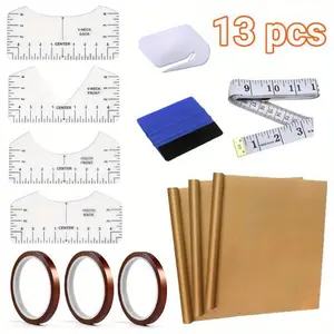 13 piece sublimation shirt supplies set - templates, tools, and tracing sheets, suitable for customized shirt projects