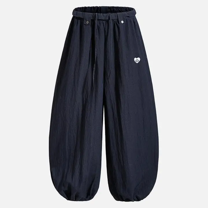 Aelfric Eden Balloon Drawstring Baggy Barrel Sweatpants Oversized Balloon Silhouette Adjustable Drawstring Waist Textured Crinkled Fabric Unisex Lazy Casual Pants