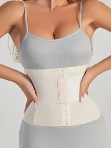 Women's Solid Faja Shapewear Tummy Control, Useful Waist Trainer, Adjustable Hook and Eye Closure Shapewear Bodysuit, Back-to-school Clothing, Women's Shapewear Clothing, Fall Wear 2024, Fallfreshness Clothes, Fall Wear Black Girl Adjustable Hook