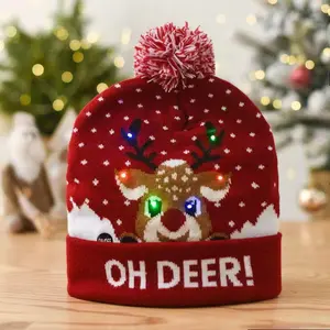 Christmas LED Knitted Hat 2025 Autumn Winter Essentials Adult Wool Hat Lantern Party Christmas Celebration Warm Decorative Hat