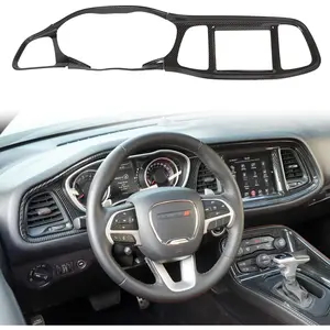 for Challenger ABS Carbon Fiber Center Consoles Dash Board Dashboard Instrument Gauge Cluster Panel Protecter Cover Trim Fascia Garnish for2015-2025+Dodge Challenger Interior Accessories4pcs