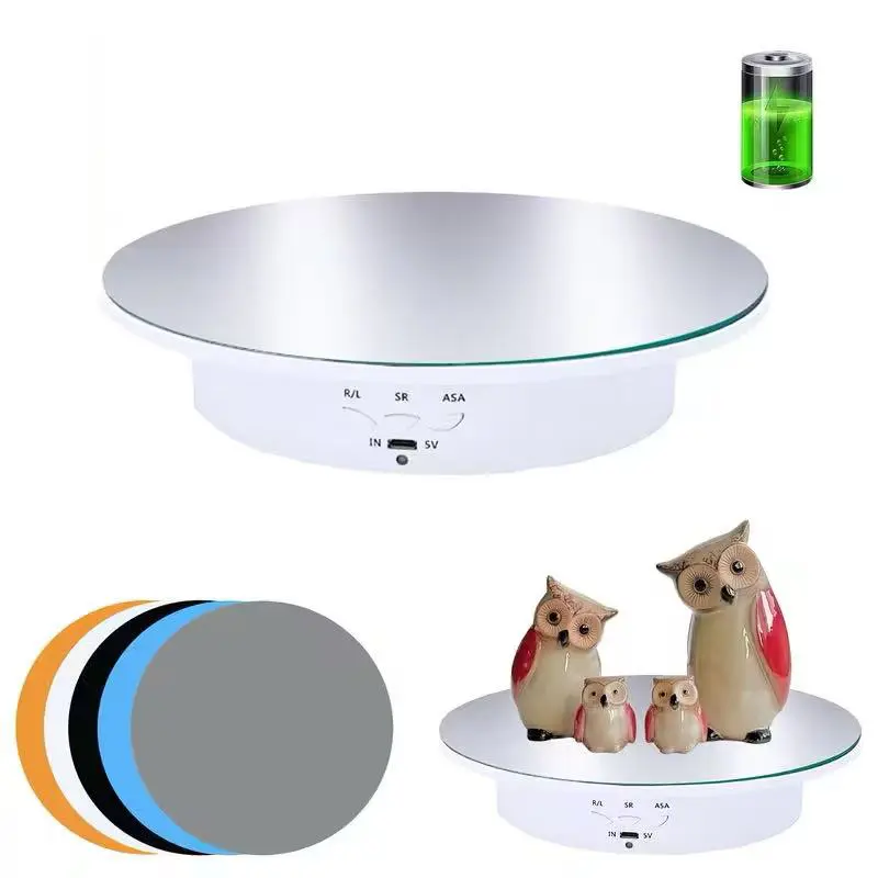 Motorized Rotating Display Stand, 7.87inch/17.6lbs Load, 360 Degree Electric Rotating Turntable for Photography Products, Jewelry, with 5 Colors Backgrounds, Mirror Cover (Rechargeable)