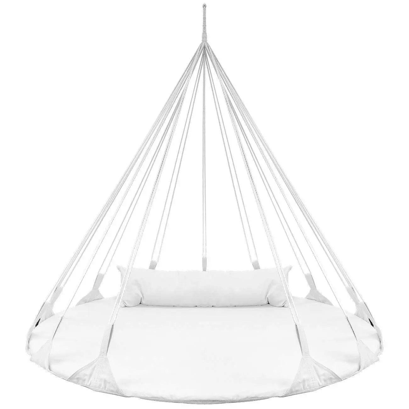 Sorbus Saucer Hanging Swing Nest for Indoor/Outdoor Relaxation, White - Includes Matching Pillow
