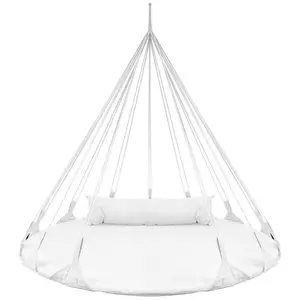 Sorbus Saucer Hanging Swing Nest for Indoor/Outdoor Relaxation, White - Includes Matching Pillow