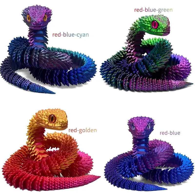15Pcs 11.85inch 3D printed snake animal statue ornament, unique decorative collectible, room desktop decoration, best birthday gift, Christmas and Halloween holiday decoration