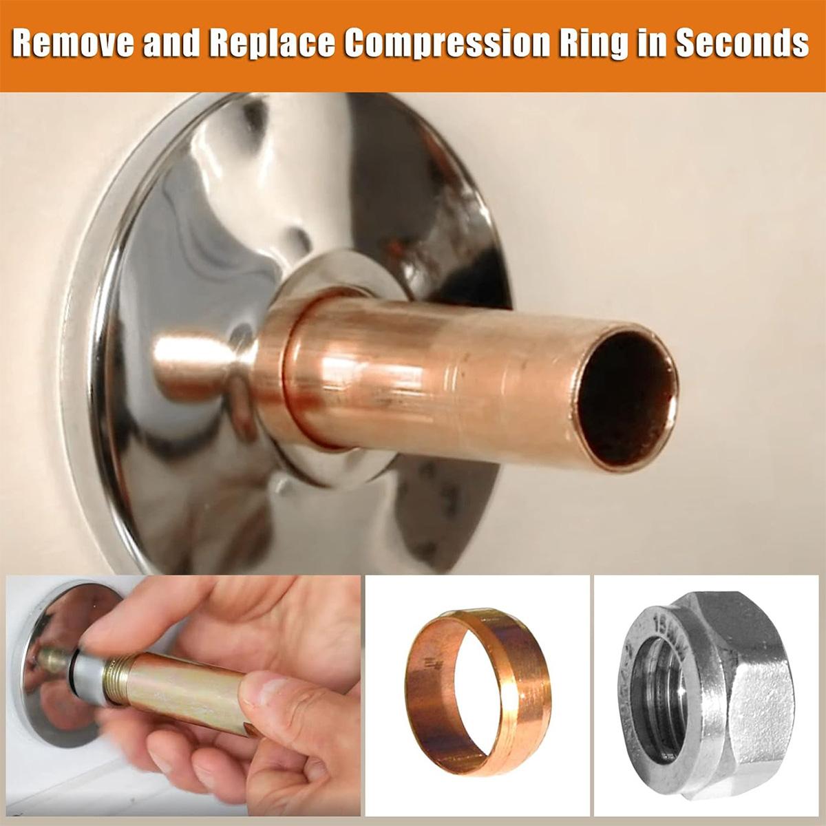 Fathers Day Gifts Compression Sleeve Puller Tool Remove Nut & Ferrule Of Pipe, Sleeve Remover For 1/2” Compression Fittings Only, Corroded Supply Stops, Plumbing Tools Compression Ring Removal Tool Fathersdaygift