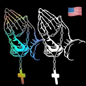 Pack of 6 Bumper Stickers Car Stickers Pearl Rosary God Jesus Christ Reflective  Vinyl Car Decals Art Decal for Car Windshield Trucks Motorcycle Luggage Laptop Window Decor Self-adhesive