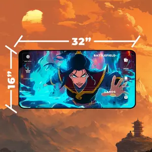 Azula Fire Lord Playmat and Mouse Pad Blue Flame Battle Art TCG Mousepad, Unofficial MTG Playmat, Trading Card Game Accessories, Gifts for Gamers